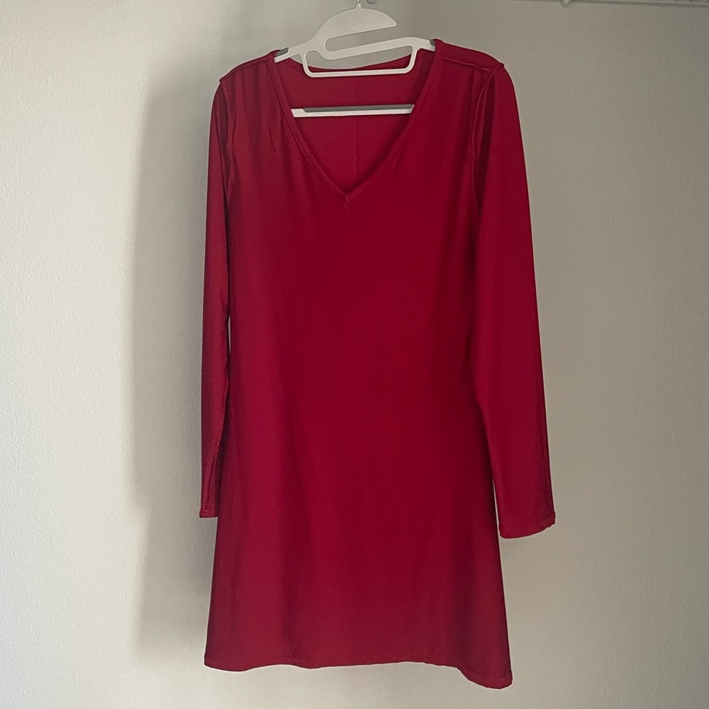 Red mid length dress